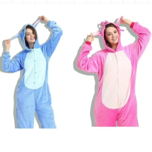 Disney Cosplay Kostüm Stich Kinder Erwachsene Mit Kapuze Pyjamas für Erwachsene Halloween Kleidung Winter Frauen Männer Cosplay Nachtwäsche