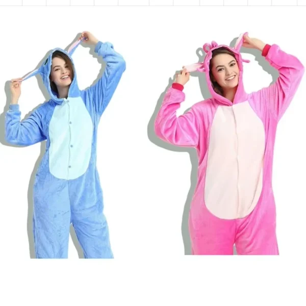 Disney Cosplay Kostüm Stich Kinder Erwachsene Mit Kapuze Pyjamas für Erwachsene Halloween Kleidung Winter Frauen Männer Cosplay Nachtwäsche