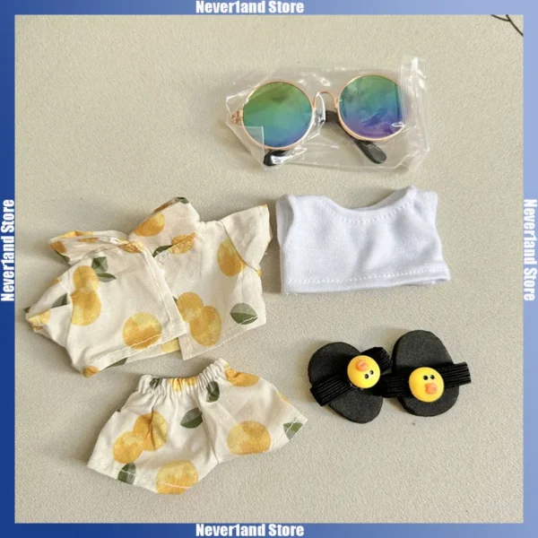 Labubu Puppenkleidung Beach Resort Style Overalls Labubu Idol V1 V2 Puppenkleidungszubehör 15/17 cm Plüschpuppe Universal 6