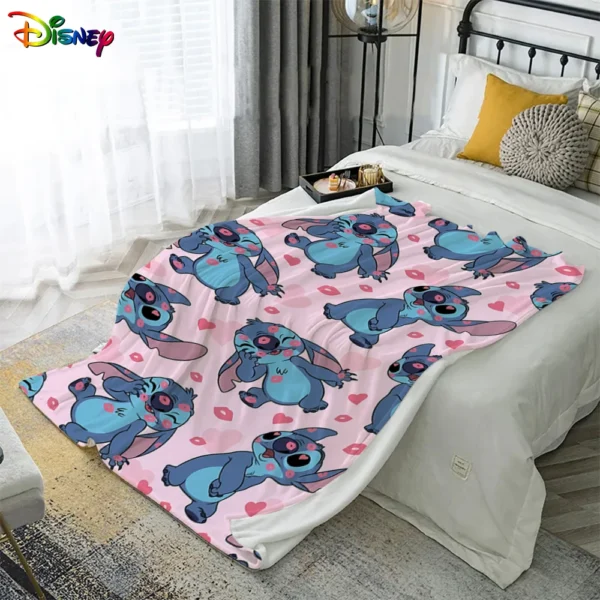 Disney Lilo & Stitch Pink Decke mit liebenswerten Stitch Prints Flanelldecke, weich und bequem, Heimdekoration 3