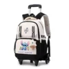 Disney Lilo Stitch Schulrucksack mit Rollen, Rollrucksack für Mädchen, Studentenrucksack mit Rollen, Trolley, Schultasche, Reisen 4