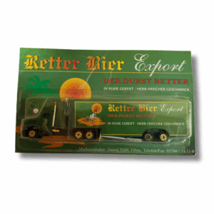 Sammlertruck „Retter Bier Export – Der Durstretter“ – Modell-LKW mit Anhänger in tropischem Design