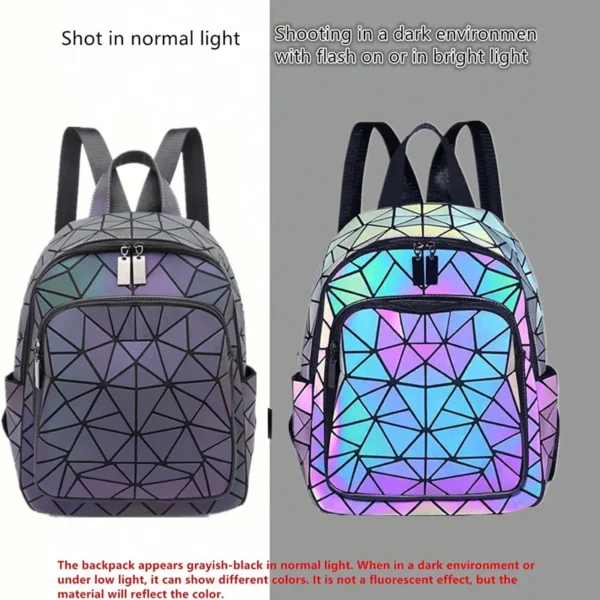 Mode frauen leuchtende Rucksack PVC holographische geometrische Schule Taschen Für Teenager Mädchen Bagpack mochila feminina Reise Sollte 5