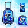 Rollrucksack für Jungen, Kinder-Schulrucksack mit Rollrädern und Lunchtasche, Schultasche mit Rollen für Kinder 3