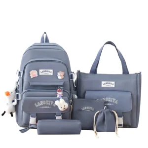 5-teiliges Schulrucksack-Set im Waldstil – Koreanischer Harajuku-Look für Mädchen