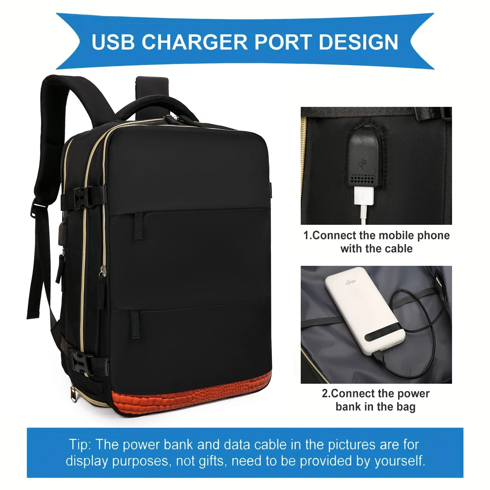 Reiserucksack mit großer Kapazität, multifunktionaler Laptop-Schulrucksack, Outdoor-Sport-Tagesrucksack, Gepäcktasche mit Schuhfach 5