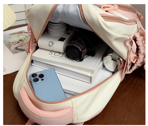 Niedlicher Kaninchen-Schulrucksack für Kinder im Teenageralter, modischer Spleißen-Farbkontrast, frischer Damen-Rucksack für Kinder 6
