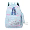 Blau 3 Stücke Lilo Stitch Rucksack Mädchen Schule Teen Student Rucksack Frauen Rucksack Mittagessen Taschen Bleistift Tasche Fisch Skala Stil 26 Brief 4