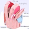 Kinderrucksäcke für Macaron Color Mädchen, Schulbüchertasche für Teenager, niedliche Schultasche mit mehreren Beuteln und Regenbogen-Anhänger 4