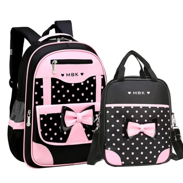 Koreanische Version Japanische Grundschule Student Rucksack Bogen Kinder Welle Punkt Mädchen Ergonomisches Design Schützt Die Wirbelsäule