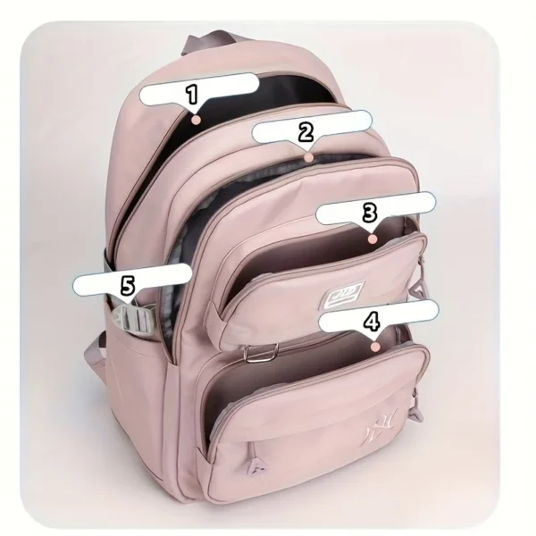 Großer Rucksack für Studenten, lässig, wasserdicht, Nylon, doppelte Umhängetasche, modische Reise-College-Tasche 4