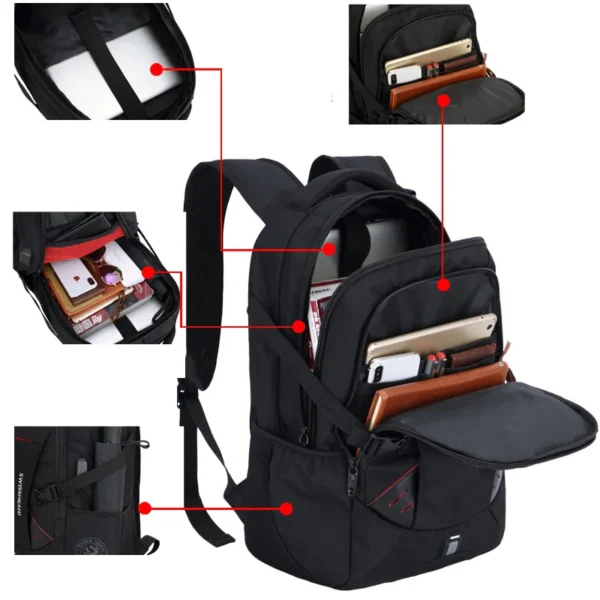 Männer Multifunktions USB Lade Mode Business Casual Reise Anti-Diebstahl Wasserdicht 17 Zoll Laptop Rucksack Schultasche 4
