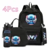 4 Stück Disney Lilo&Stitch Rucksack mit Lunchtasche, 750 ml Wasserflasche, Federmäppchen für Teenager, Kinder, große Kapazität, Outdoor-Büchertasche 2