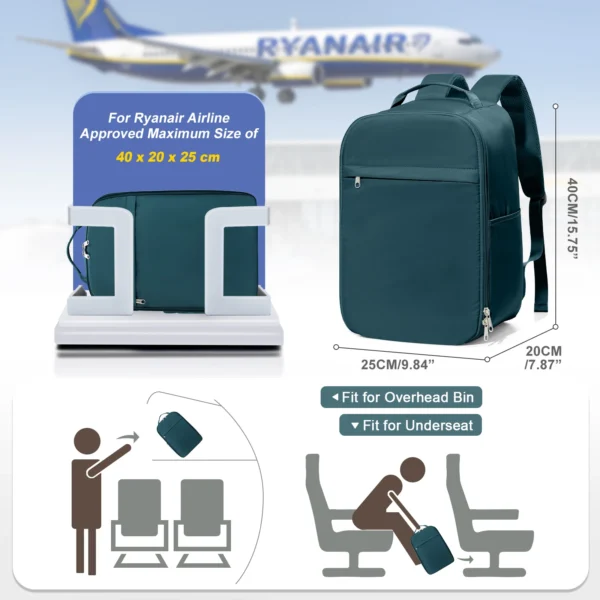 Flugzeug-Handgepäck-Rucksack für Ryanair 40 x 20 x 25 Kabinentasche, leichter Flugzeug-Tragetaschen-Reiserucksack für kurze Entfernungen 2