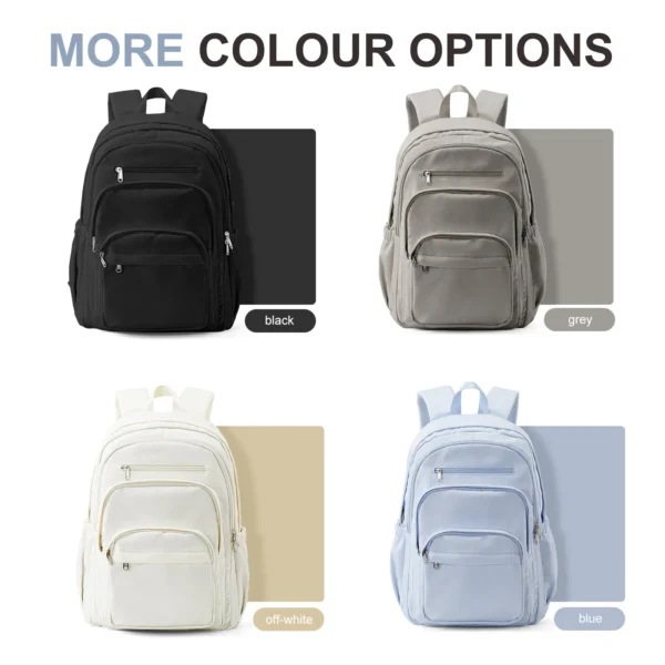 Lässiger Nylon-Rucksack, Rucksack für Damen, Multi-Pocket-Design in Hellblau, langlebig für Schule, Gymnasium und College-Büchertasche 6