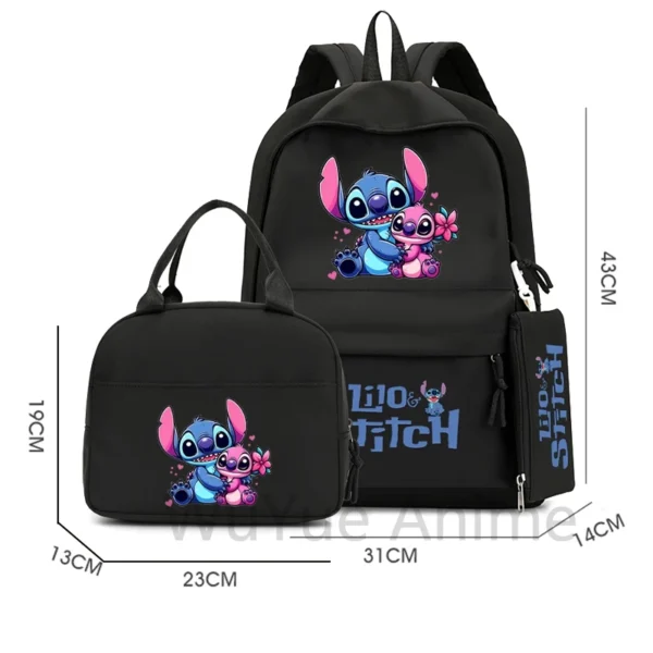 4 Stück Disney Lilo&Stitch Rucksack mit Lunchtasche, 750 ml Wasserflasche, Federmäppchen für Teenager, Kinder, große Kapazität, Outdoor-Büchertasche 6