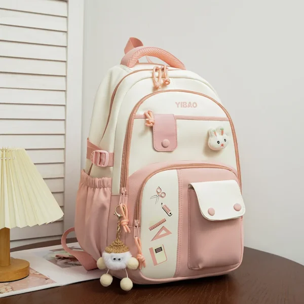 Niedlicher Kaninchen-Schulrucksack für Kinder im Teenageralter, modischer Spleißen-Farbkontrast, frischer Damen-Rucksack für Kinder 4