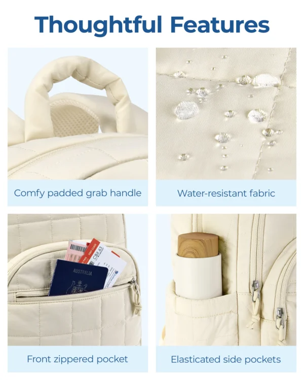 BAGSMART Laptop-Taschen, College-Freizeitrucksack für Damen, gesteppt, klein, Computer-Büchertasche, wasserabweisend, 15,6 Zoll Notebook-Tasche 6
