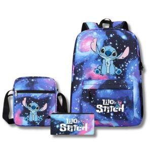 Stitch Rucksack-Set – Studentenrucksack mit Umhängetasche & Federmäppchen