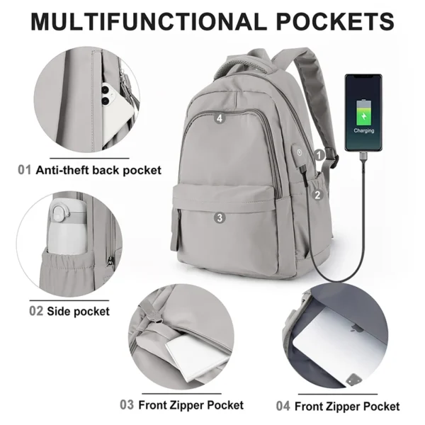 Laptop-Rucksack für Damen, Anti-Diebstahl-Arbeitsrucksack für 35,6 cm, Schulrucksack, Krankenschwester-Rucksack, Büchertasche für Mädchen und Jungen im Teenageralter 4