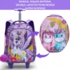 3-teiliges Set Rollrucksack für Mädchen, süßes Cartoon-Mond-Einhorn-Pailletten-Design, Rolltaschen mit Lunchbox und Stifttasche, Lila 5
