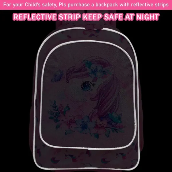 3-teiliger Rollrucksack für Mädchen und Kinder, Schulrucksack mit Rollen, mit Mittagessen- und Stifttasche, rosa Schmetterling, im Dunkeln leuchtende Funktion 6