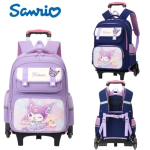 Sanrio Kuromi Trolley-Rucksack für Jungen und Mädchen, Wirbelsäulenschutzpaket, Cartoon-Design, Rucksack, Urlaubsgeschenke, Anime-Peripheriegeräte