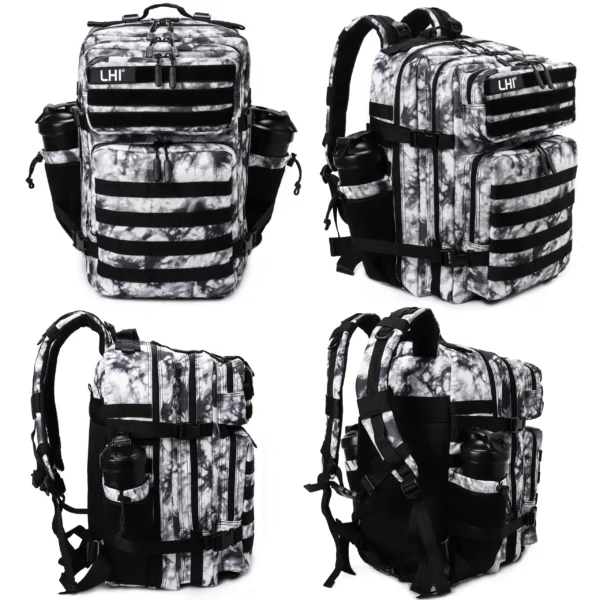 LHI 45L Taktischer Rucksack für Männer und Frauen, große Sportler-Sporttasche, Outdoor-Sport, Wandern, Überleben, Rucksack mit Flaschenhalter 2