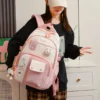 Niedlicher Kaninchen-Schulrucksack für Kinder im Teenageralter, modischer Spleißen-Farbkontrast, frischer Damen-Rucksack für Kinder