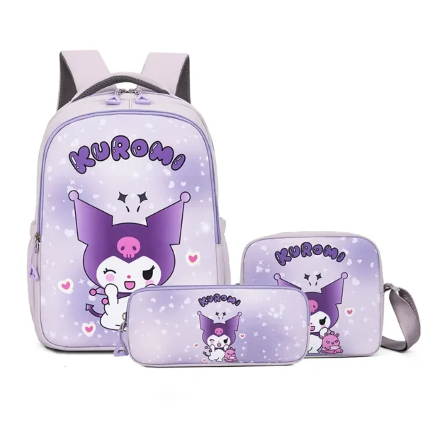 Süßes Sanrio Hello Kitty Melody Rucksack-Set für Mädchen, 3-teilig, Schüler-Schultasche, Federmäppchen für Kindergartenkinder, 6 Jahre, Cartoon 4