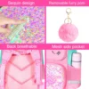 3-teiliger Rucksack für Mädchen, 38,1 cm große Einhorn-Büchertasche mit Lunchbox, Kinder-Vorschul-Schultasche 4