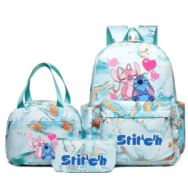 3 Teile/satz Lilo Stitch Rucksack Cartoon Sport Rucksack für Mädchen Bagpack Laptop Teen Reise Schule Student Teenager Bookbag 4