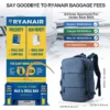 Reiserucksack Kurzstreckenflugzeug Ryanair Kabinentasche 40x20x25 Rucksack Damen Herren Freizeit Schule Laptoptasche Handgepäck 2