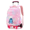Neue Disney Stitch Rucksack Trolley Tasche mit Rädern Klettern Treppen Rucksack Große Kapazität Wasserdicht Student Schule Tasche Mädchen 3