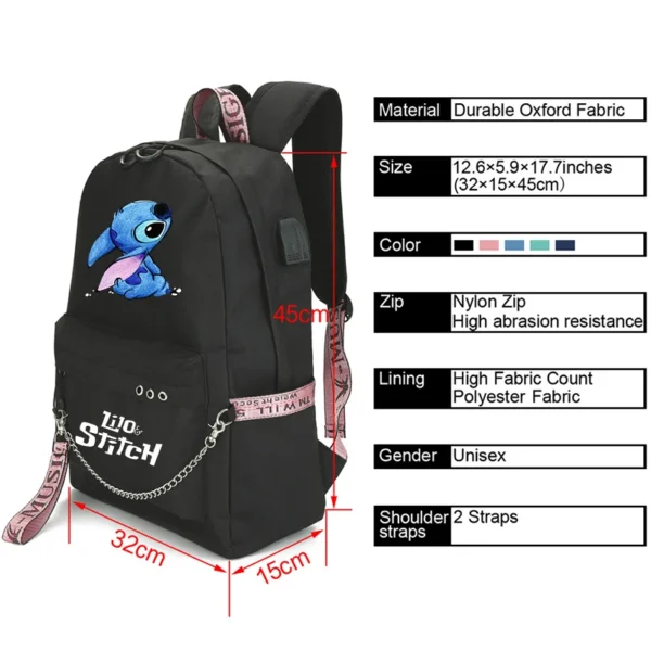 Disney Lilo Stich Rucksack Mädchen Student Teenager Kinder Rucksack Junge Schult asche täglich Rucksack Cartoon Bücher tasche Reisetaschen 2