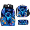 3-teiliges Set mit niedlichen Disneys-Cartoon-Stich-Kind-Schulrucksack mit Lunchtaschen, Bleistifttaschen, Schultaschen für Jungen und Mädchen, bestes Geschenk 5