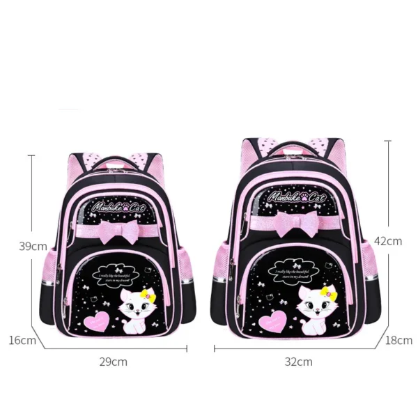 Neue koreanische Primär-PU-Leder-Schultasche 2020, modisch, niedliche Mädchen mit niedlicher Katze, orthopädischer wasserdichter Rucksack 5
