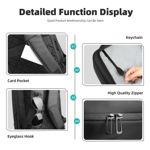 HK Herren Designer Laptoptasche Wasserdichte Schultaschen für College Jungen Männlich Business Sport Reiserucksack Männer mit USB-Aufladung 6
