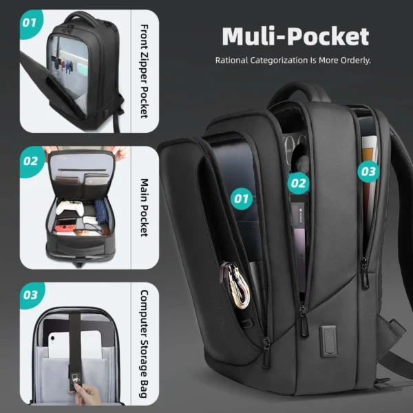 HK Herren Designer Laptoptasche Wasserdichte Schultaschen für College Jungen Männlich Business Sport Reiserucksack Männer mit USB-Aufladung 2