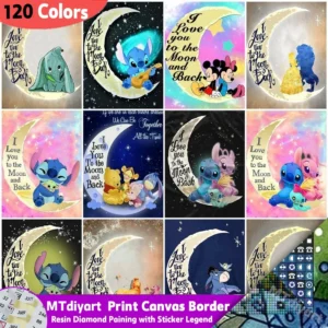 Die Schöne und das Biest, 120 Farben, Kunstharz-Diamantgemälde mit Aufkleber, Legende, Disney Lilo Stitch, Mond, Cartoon, Mickey Mouse, Heimdekoration