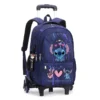 Disney Stitch Rucksack mit Rädern, Kurzstrecken-Reisetasche, großes Fassungsvermögen, Studentenrucksack für den Schulanfang, Cartoon-Trolley-Tasche 4