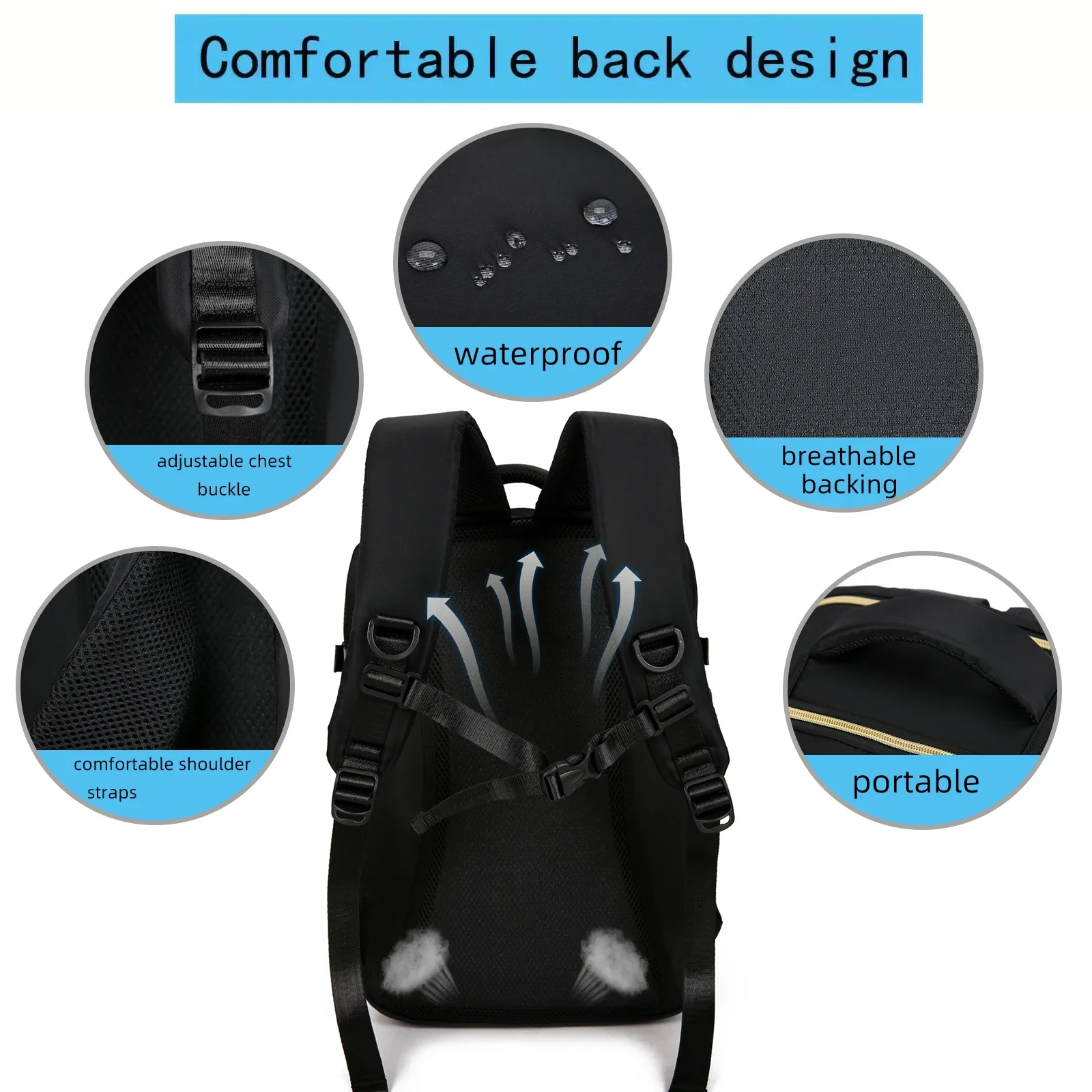 Reiserucksack mit großer Kapazität, multifunktionaler Laptop-Schulrucksack, Outdoor-Sport-Tagesrucksack, Gepäcktasche mit Schuhfach 4