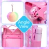 3-teiliger Rollrucksack für Mädchen und Kinder, Schulrucksack mit Rollen, mit Mittagessen- und Stifttasche, rosa Schmetterling, im Dunkeln leuchtende Funktion 4