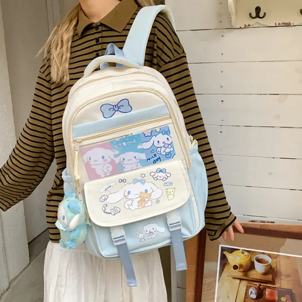 Sanrio Niedlicher Rucksack, große Kapazität, Schultasche für Mittelschüler, Cartoon-Laptop, Reisen, Kuromi Hello Kitty 3