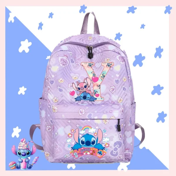 Disney Lilo Stitch Rucksack für Jungen und Mädchen, Rucksack für Teenager, Studenten, Schulanfang, Mochila, Kinder, 26 Buchstaben, Büchertasche, Damen-Rucksack 6