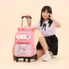 Sanrio Kuromi Trolley-Rucksack für Jungen und Mädchen, Wirbelsäulenschutzpaket, Cartoon-Design, Rucksack, Urlaubsgeschenke, Anime-Peripheriegeräte 3