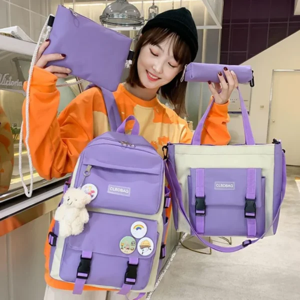 4-teiliges Set Grundschul-Schultasche für Damen, koreanische Version von Campus, leichter Rucksack mit großem Fassungsvermögen, Resh Junior High 4