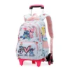 2025 Kawaii Lilo Stitch 2-in-1-Trolley-Rucksack mit Rädern, großes Fassungsvermögen, wasserdichter Laptop, kann Treppenklettern, zurück zur Schultasche 6