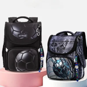 Neuer orthopädischer Rucksack der 1.–2. für Jungen, Cartoon-3D-Fußball-Schultasche, Kinderrucksack, Grundschule, wasserdichte Büchertaschen