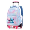 Neue Disney Stitch Rucksack Trolley Tasche mit Rädern Klettern Treppen Rucksack Große Kapazität Wasserdicht Student Schule Tasche Mädchen